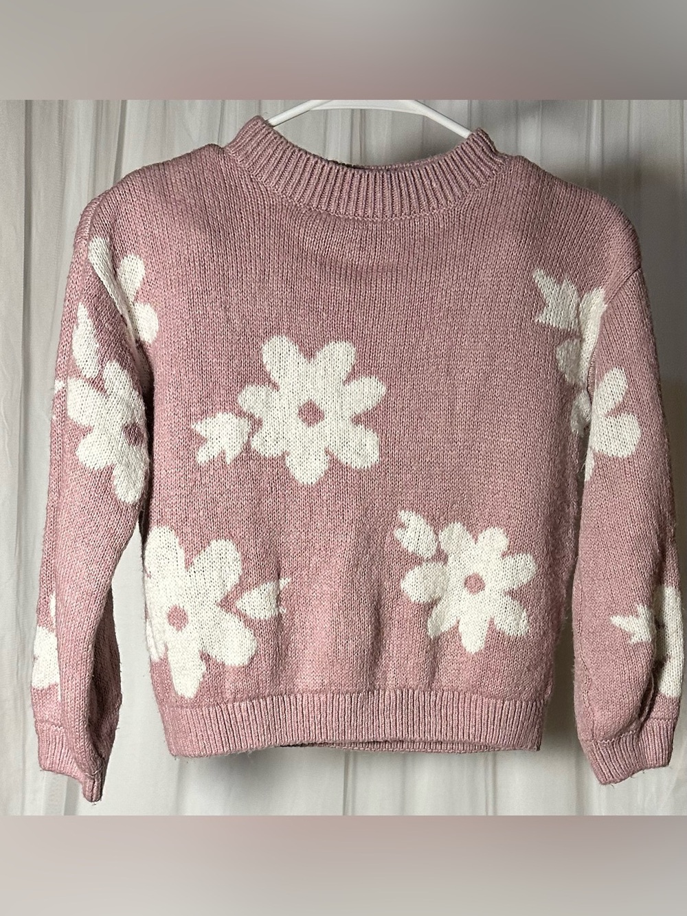 Carter's Pink Crewneck Sweater with White Floral Motif